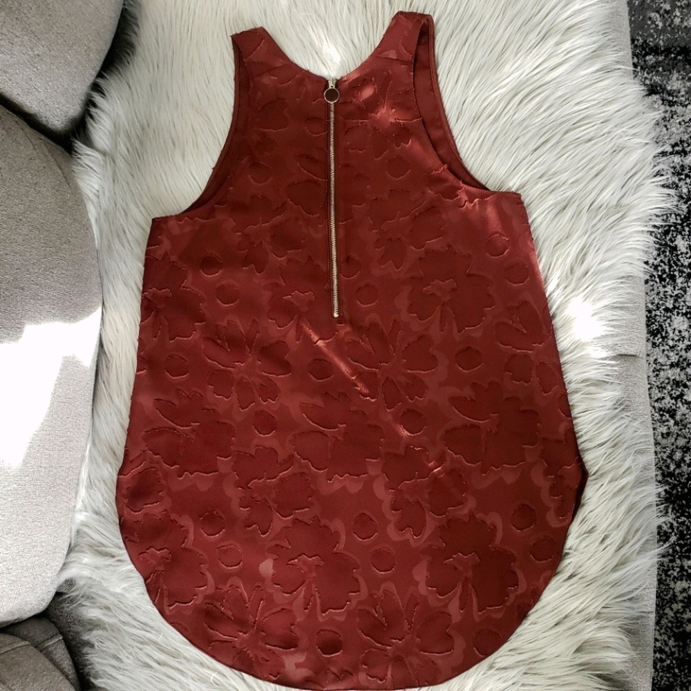 Floral Wilfred Aritzia Sevre Sleeveless Top Burgundy-like Sleeveless Racerback - Picture 2 of 7